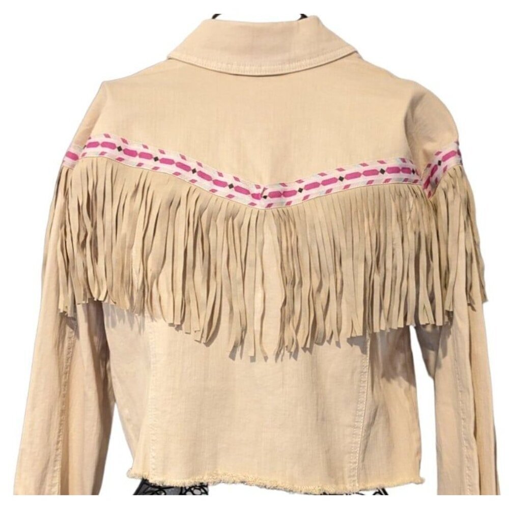 LUXE TRIM-FRINGE DENIM JACKET size S - Picture 5 of 5